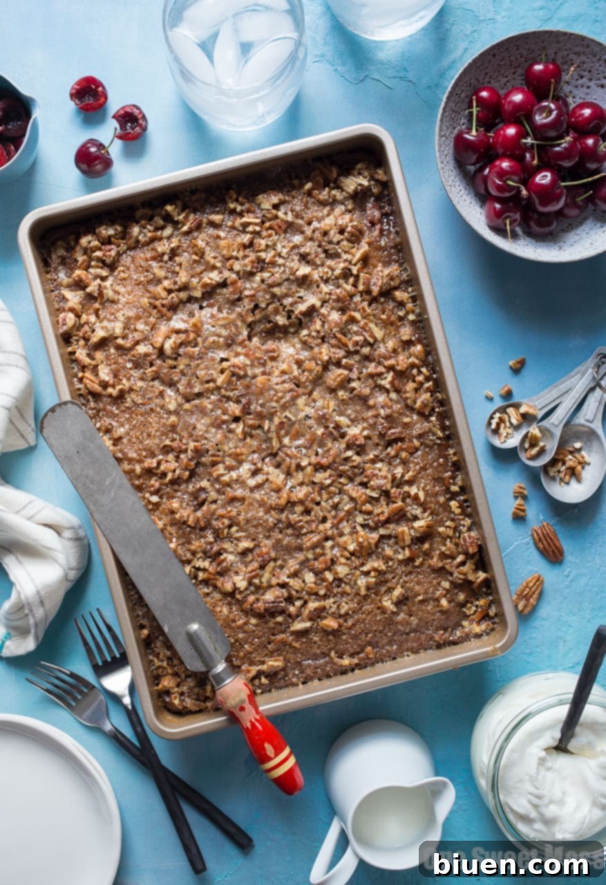 Southern Cherry Buttermilk Cake with Candied Pecan Topping 3 Pecan Glazed Cherry Buttermilk Cake