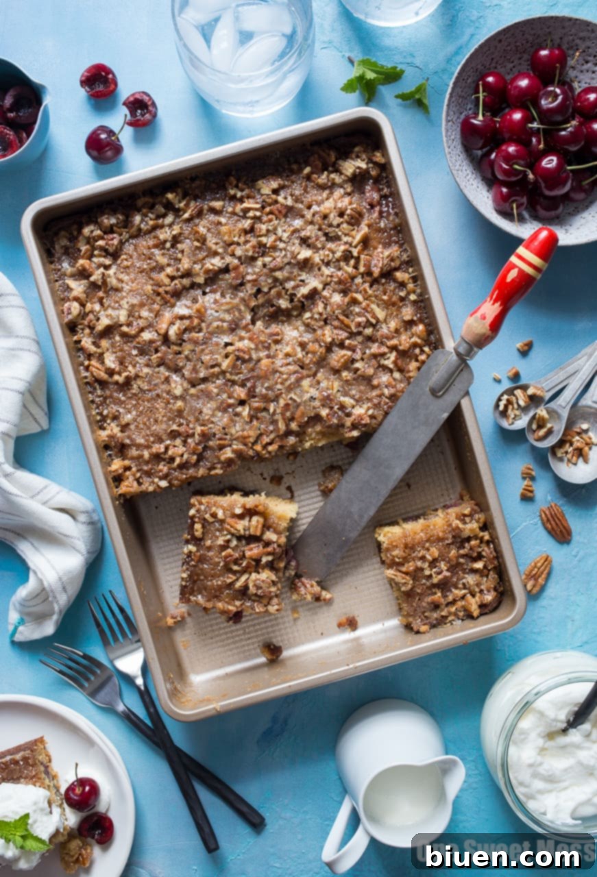 Southern Cherry Buttermilk Cake with Candied Pecan Topping 4 Pecan Glazed Cherry Buttermilk Cake