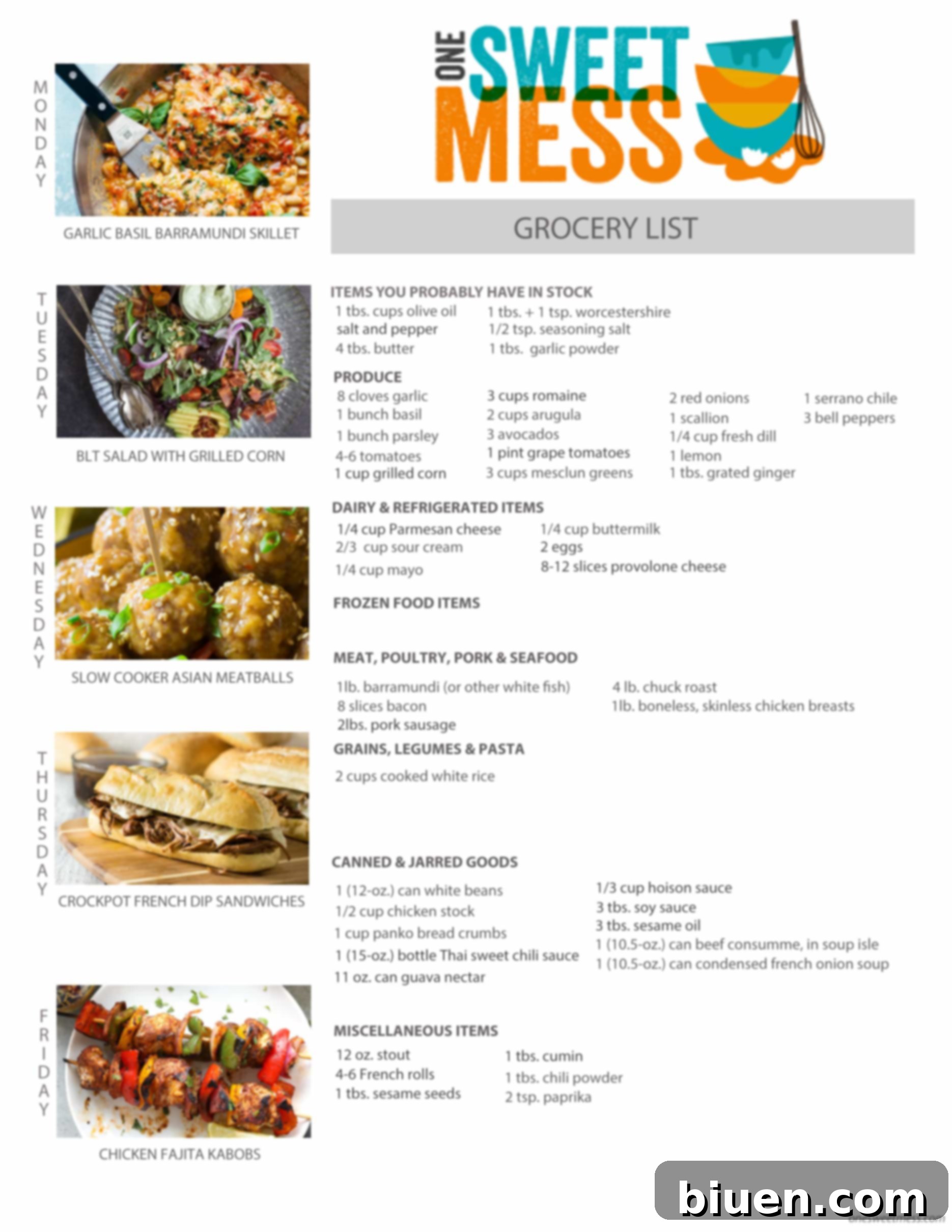 What's Cooking This Week June 19th 8 Week of June 19th, 2017 Weekly Meal Plan + Printable Grocery List