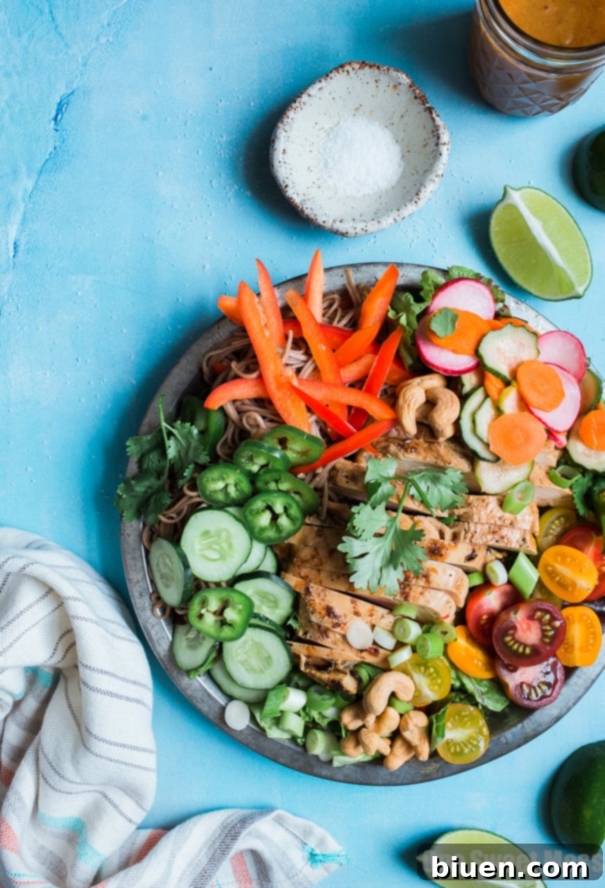 Pineapple Soy Glazed Chicken Bahn Mi Salad with Peanut Dressing