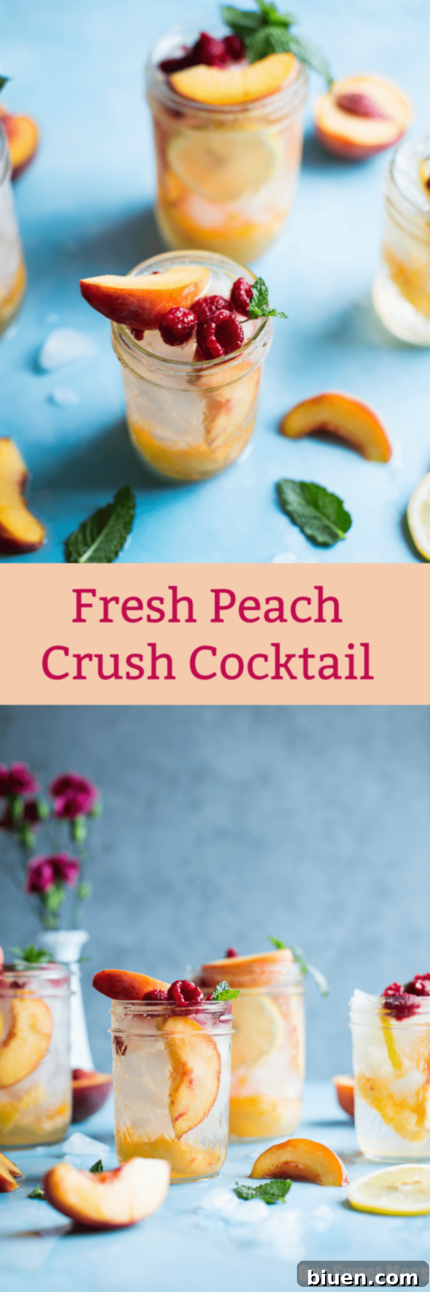Fresh Peach Crush Cocktail: This summer inspired cocktail doesn't skimp on ripe peach flavor.  