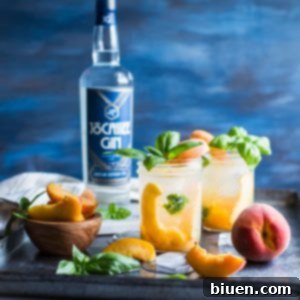 Garden Peach Gin Fizz 7 Peach Basil Gin Fizz Cocktail