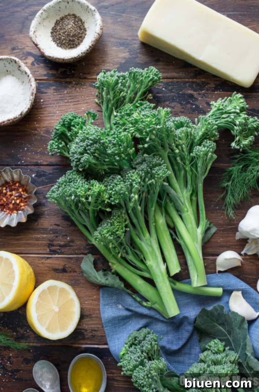 Roasted Broccolini with Dill Yogurt Sauce