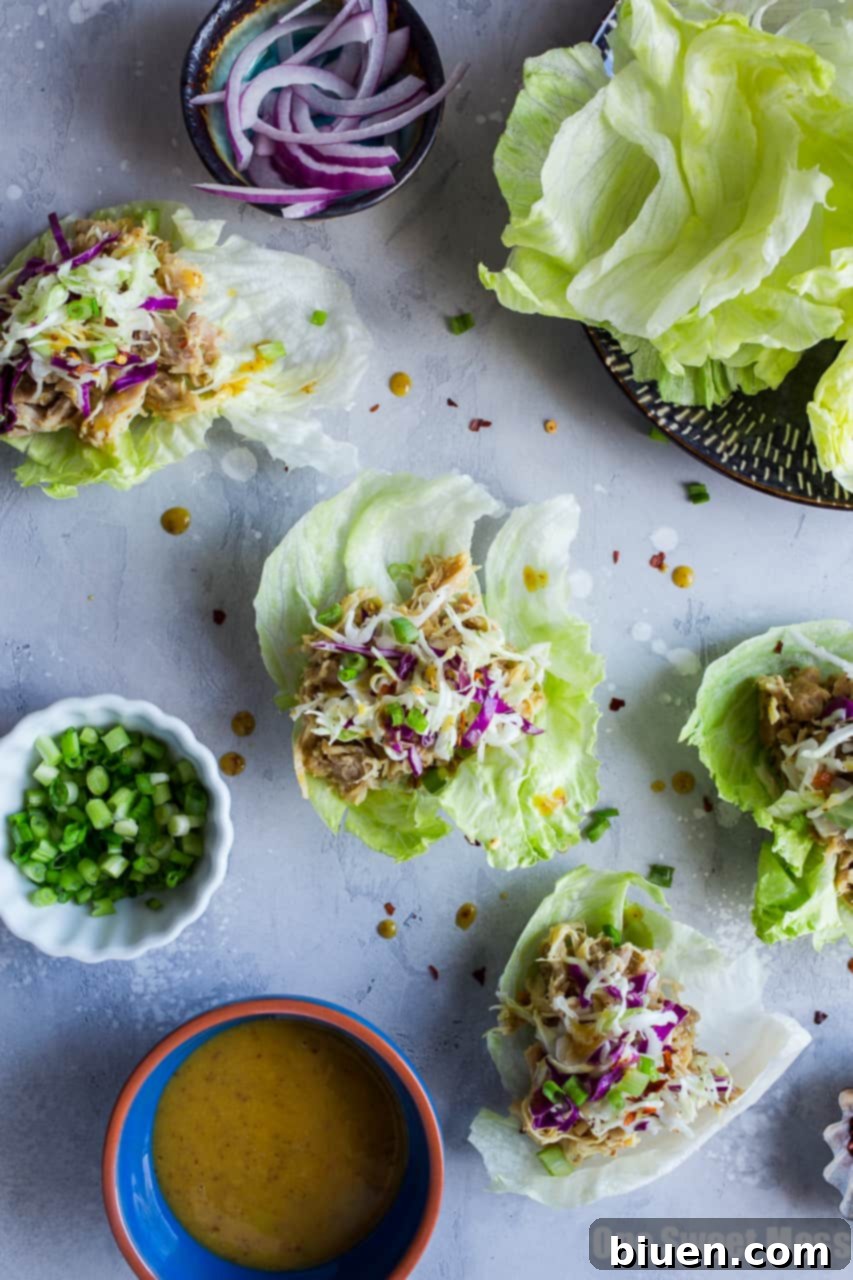Gluten-Free Maple Mustard Pulled Chicken Lettuce Wraps