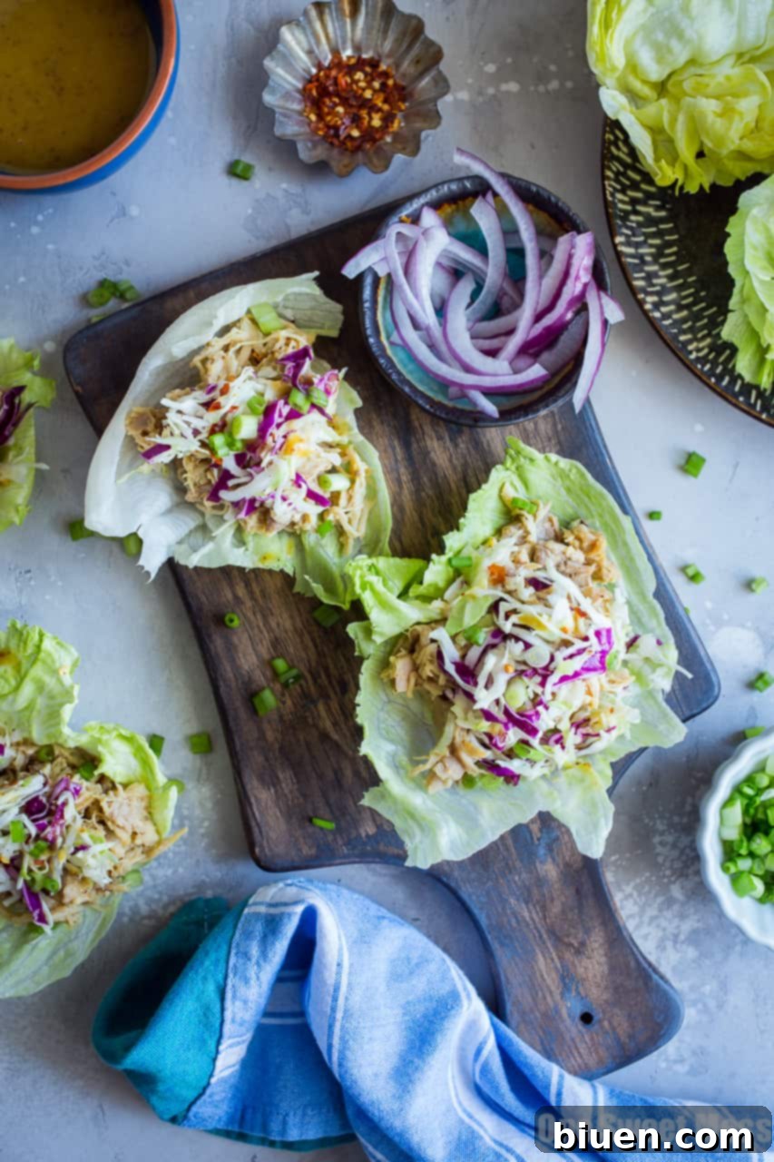 Gluten-Free Maple Mustard Pulled Chicken Lettuce Wraps