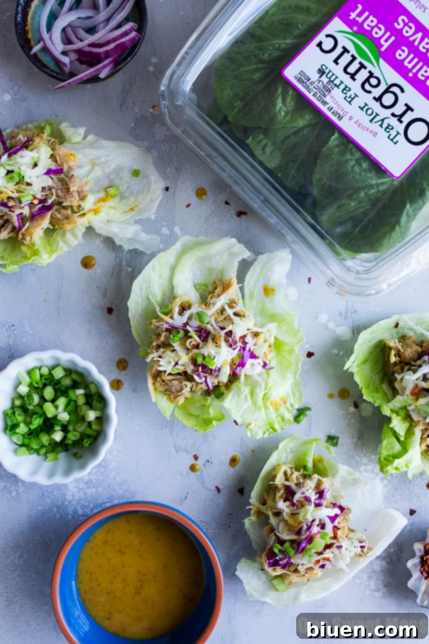 Gluten-Free Maple Mustard Pulled Chicken Lettuce Wraps