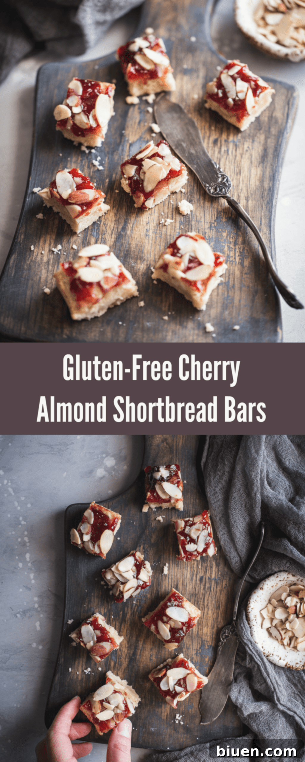 Pinterest graphic for Gluten-Free Cherry Almond Shortbread Bars recipe