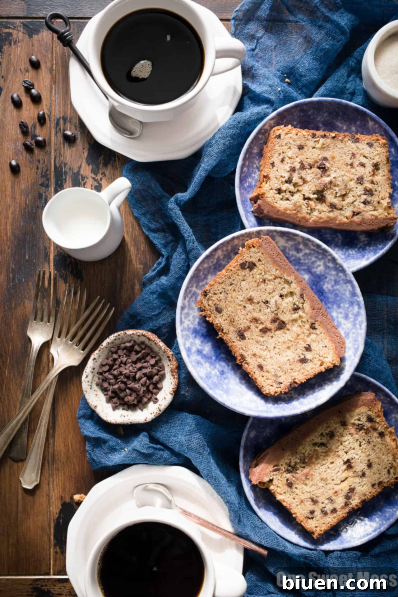 Gluten-Free Chocolate Chip Banana Bread with Mocha Buttercream