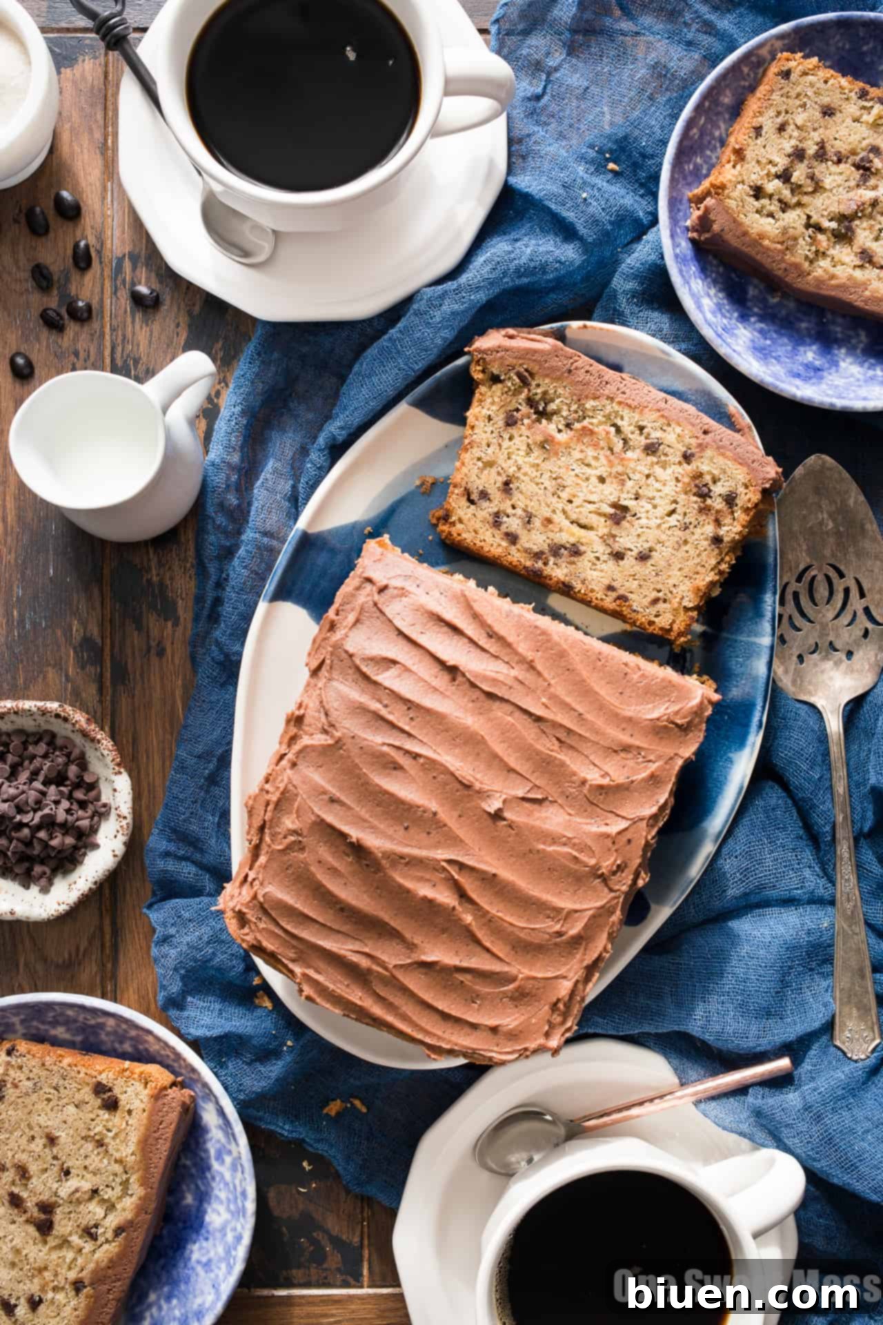 Gluten-Free Chocolate Chip Banana Bread with Mocha Buttercream