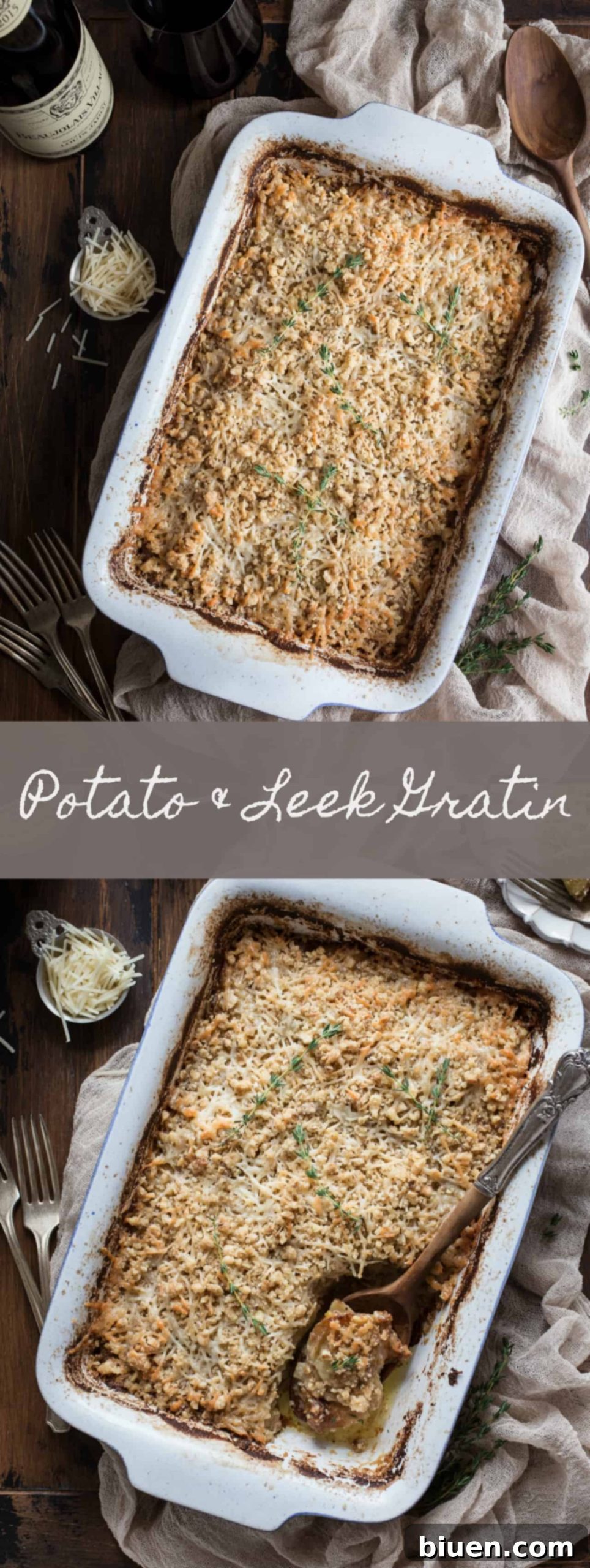 Potato & Leek Gratin: This creamy spring side dish is loaded with cheese and topped with a toasted walnut crumble.
