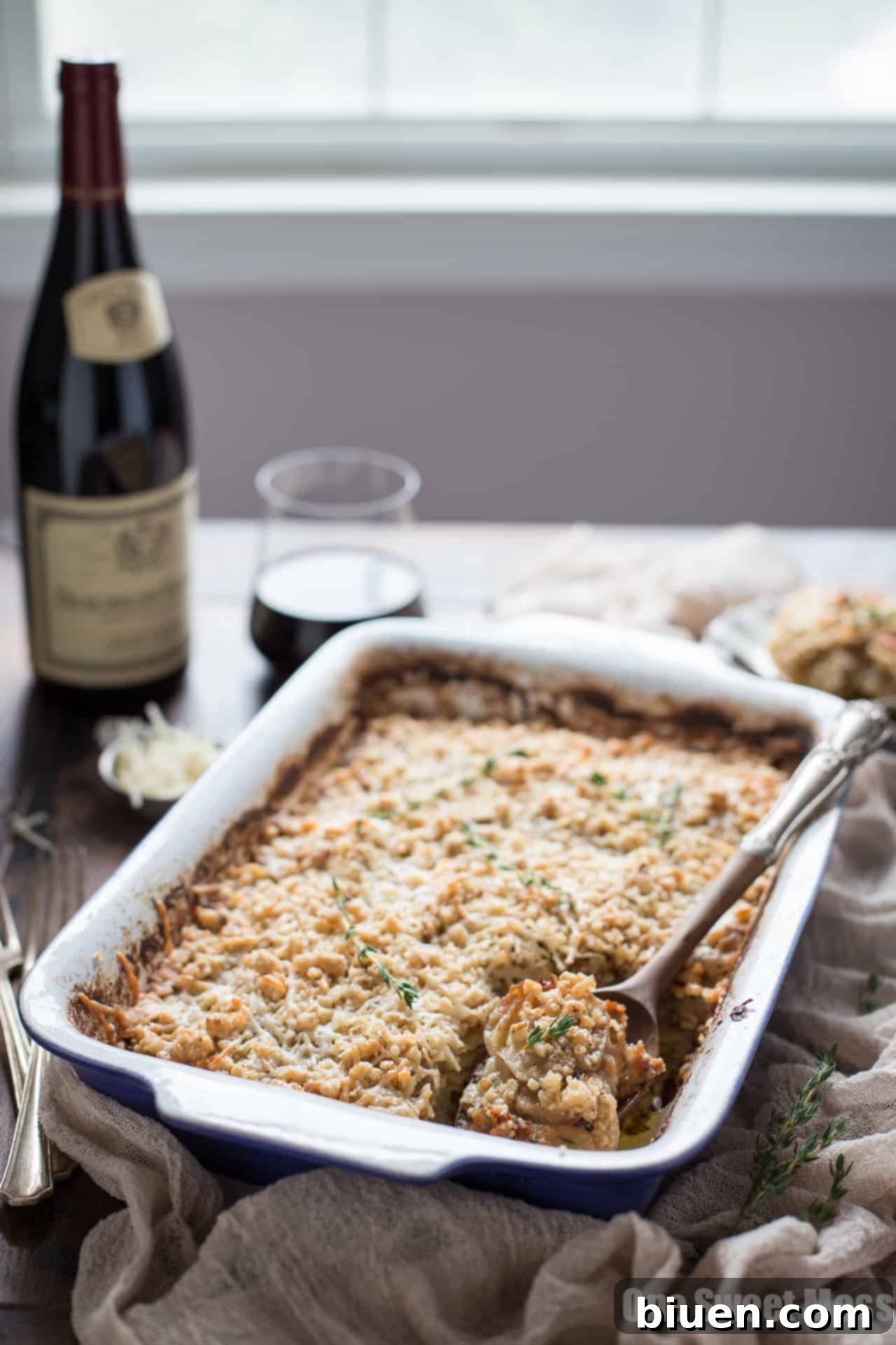 Potato Leek Gratin: This creamy spring side dish is loaded with cheese and topped with a toasted walnut crumble.