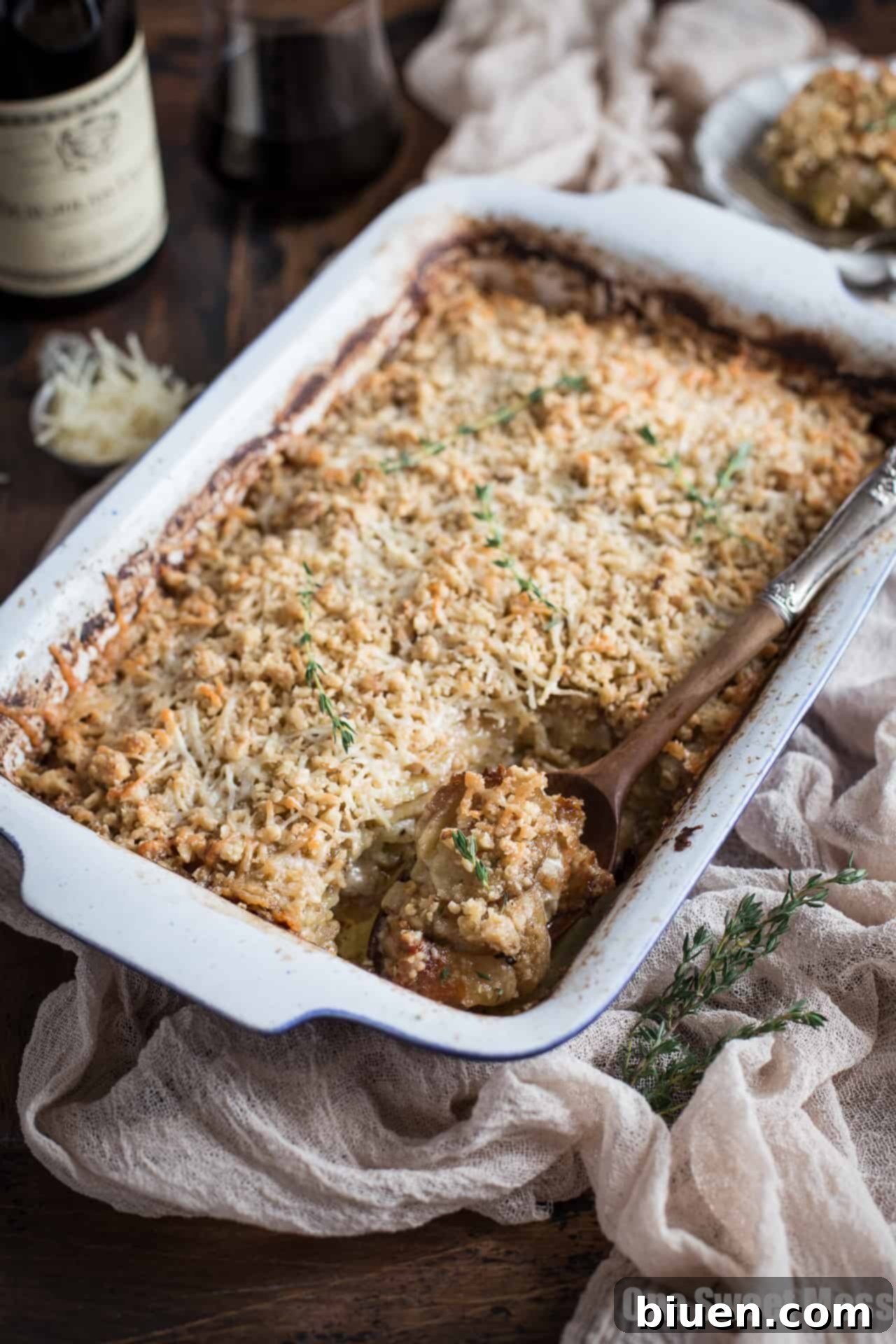 Potato Leek Gratin: This creamy spring side dish is loaded with cheese and topped with a toasted walnut crumble.