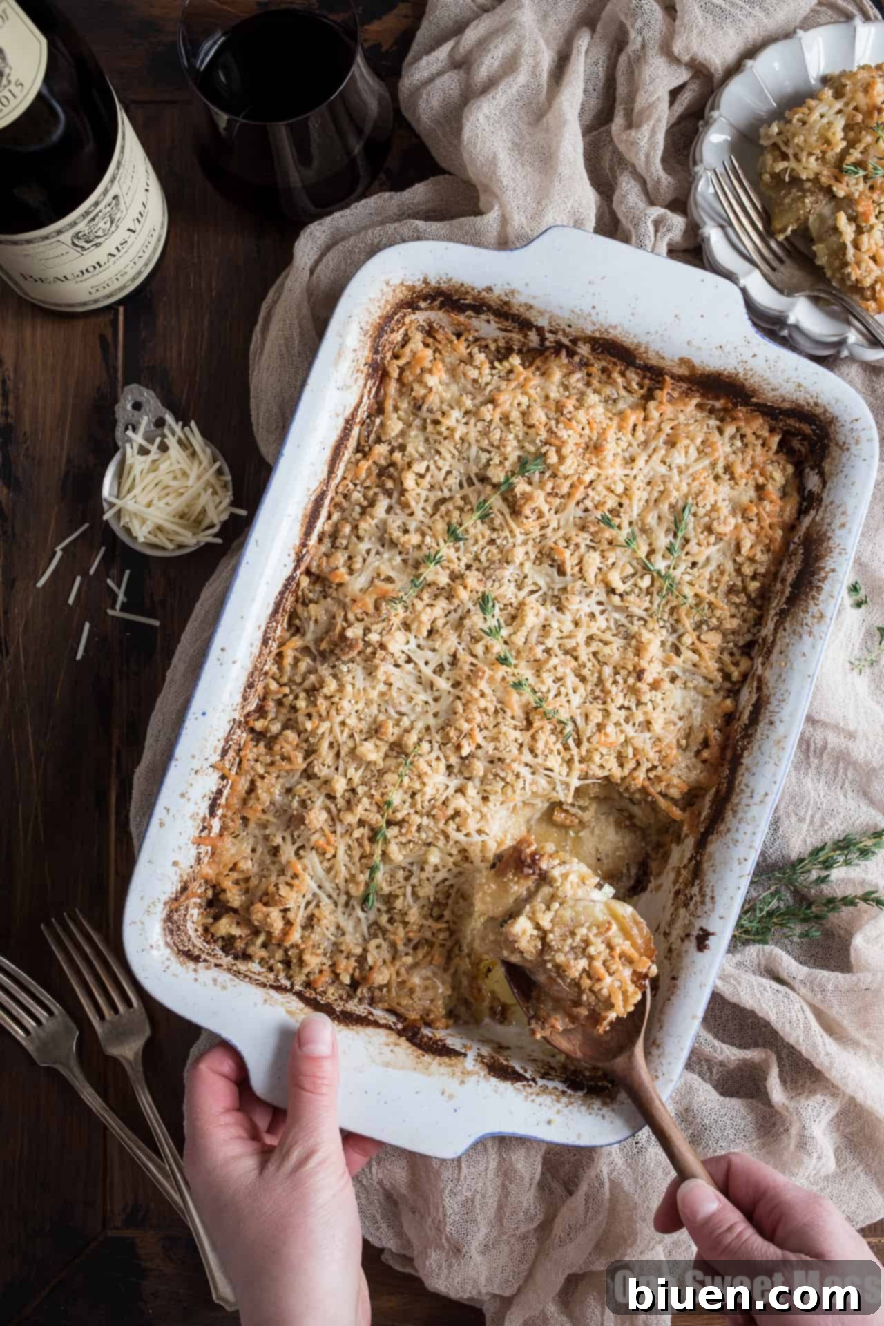 Potato Leek Gratin: This creamy spring side dish is loaded with cheese and topped with a toasted walnut crumble.