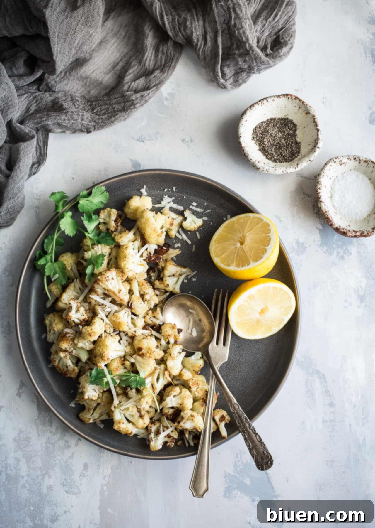 Lemon Pepper Parmesan Roasted Cauliflower