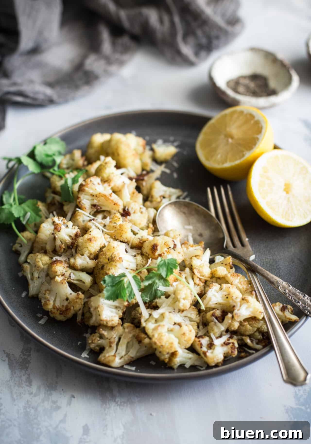Lemon Pepper Parmesan Roasted Cauliflower