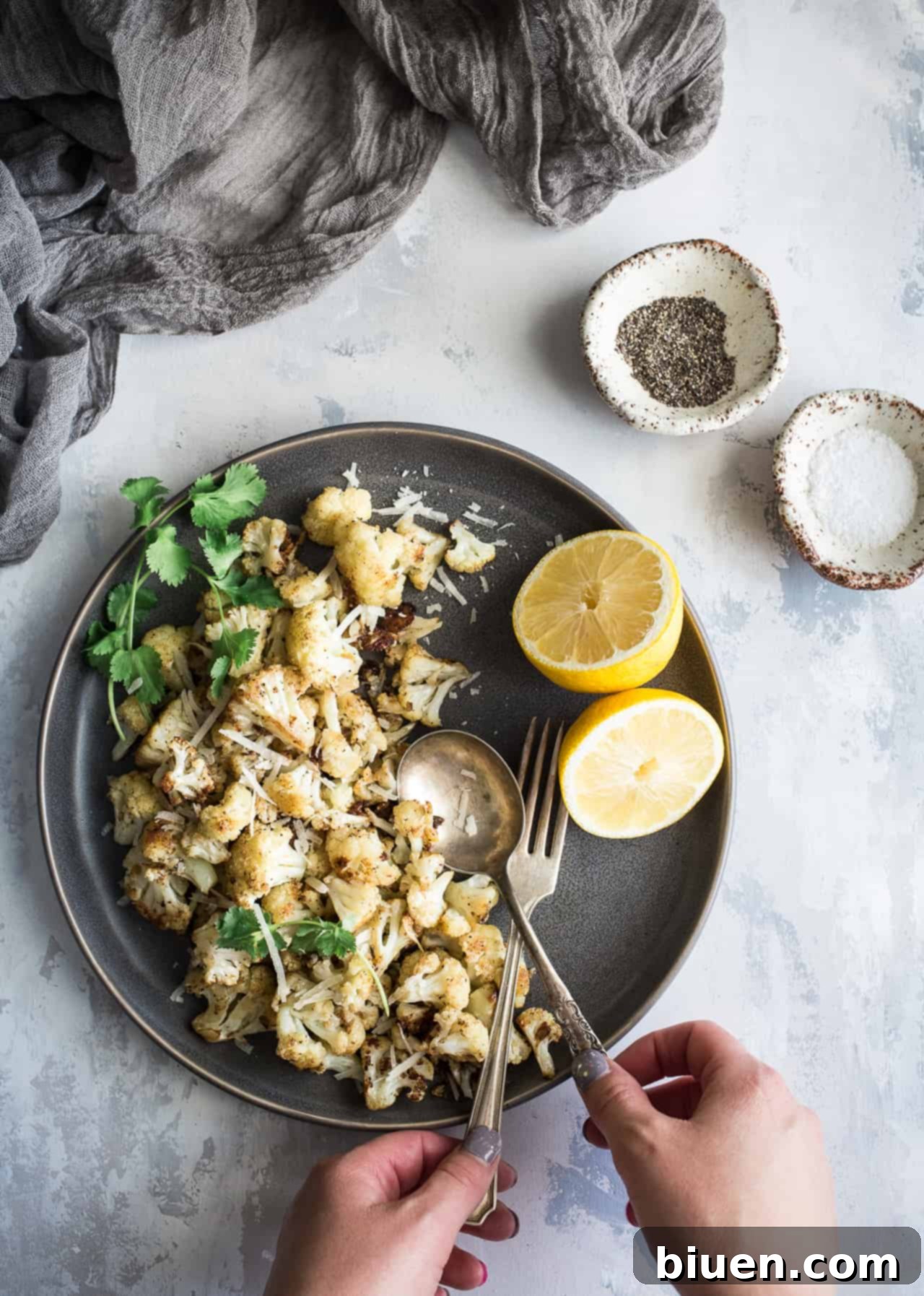 Lemon Pepper Parmesan Roasted Cauliflower