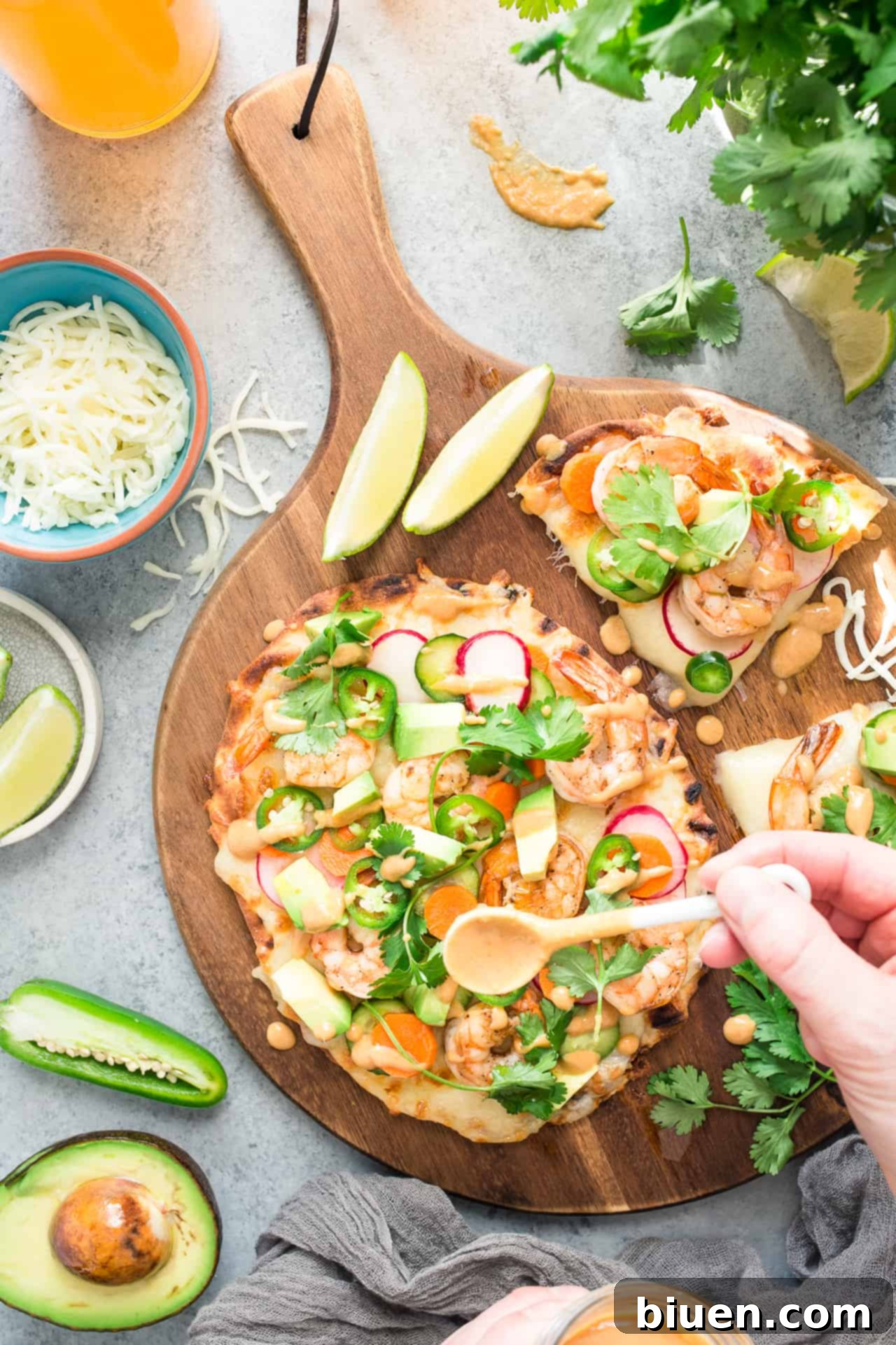 Shrimp Banh Mi Flatbread Pizza