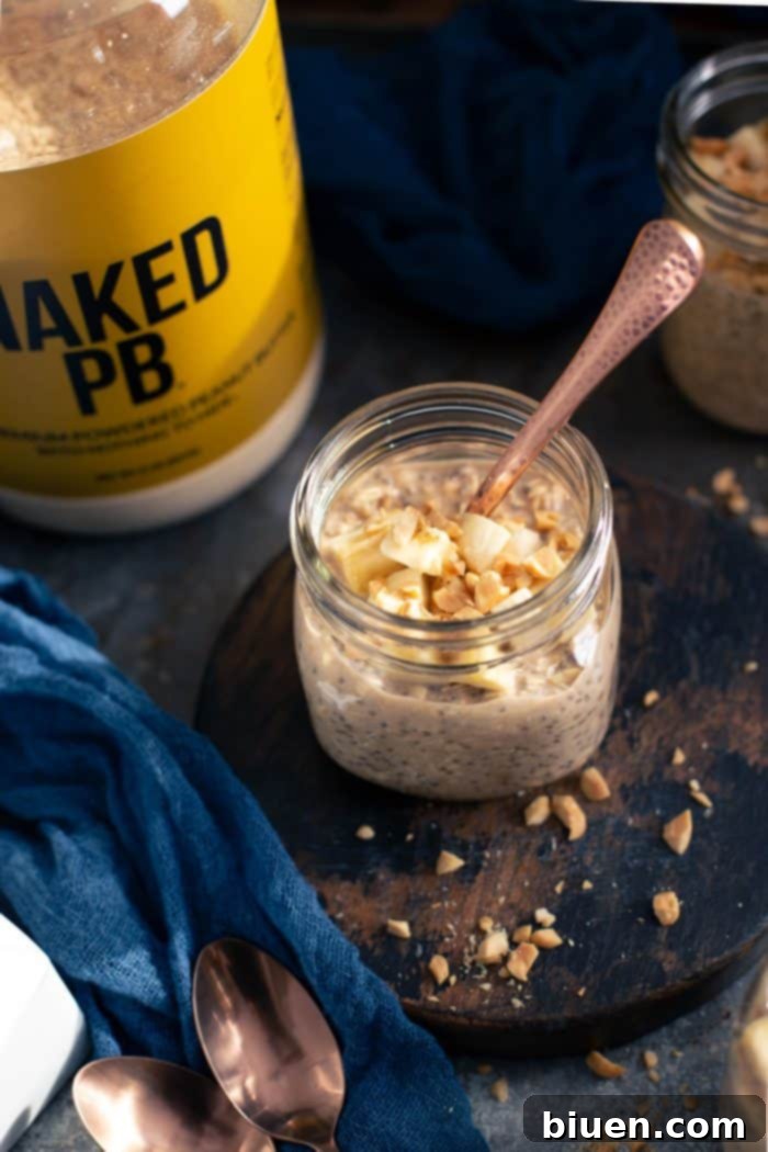 Overnight Oats with Peanut Butter Banana Bread Flavor 4 Ingredients for Peanut Butter Banana Bread Overnight Oats