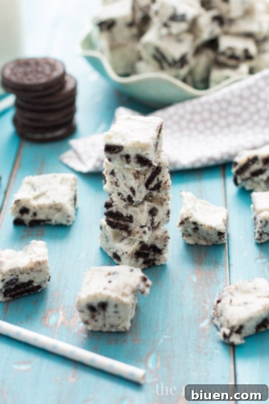 Freshly Made Cookies & Cream Fudge Ready to Serve
