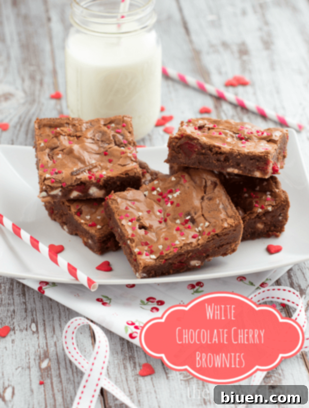 Gooey White Chocolate Cherry Brownies | Delicious Homemade Dessert
