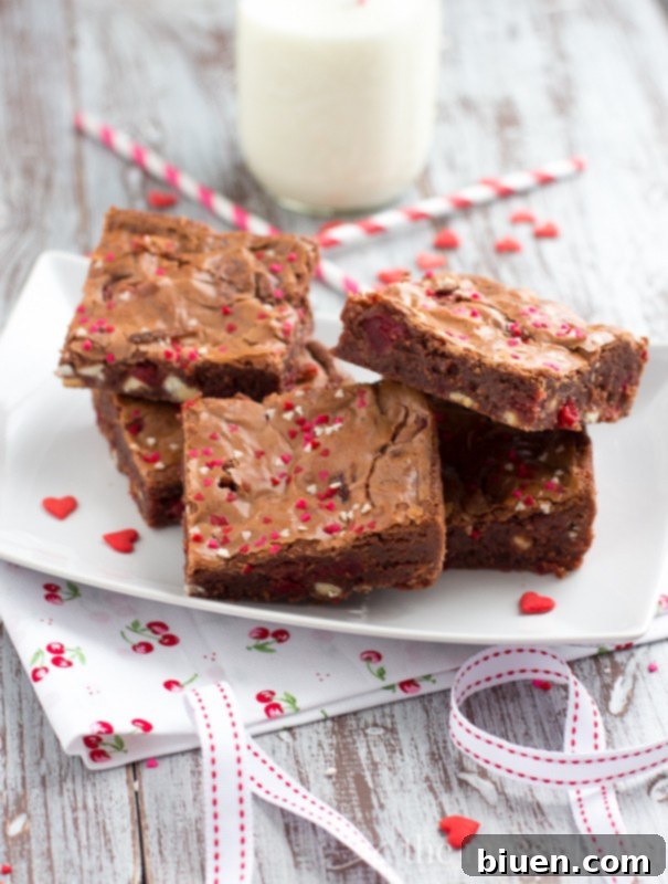 Valentine's Day White Chocolate Cherry Brownies | The Messy Baker