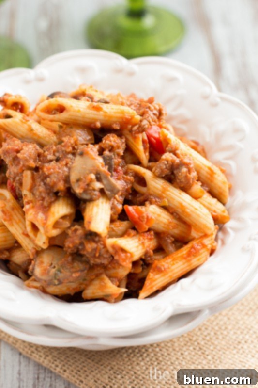 Sausage & Mushroom Ragu from www.themessybakerblog.com