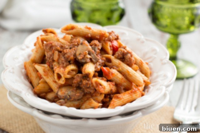 Sausage & Mushroom Ragu from www.themessybakerblog.com