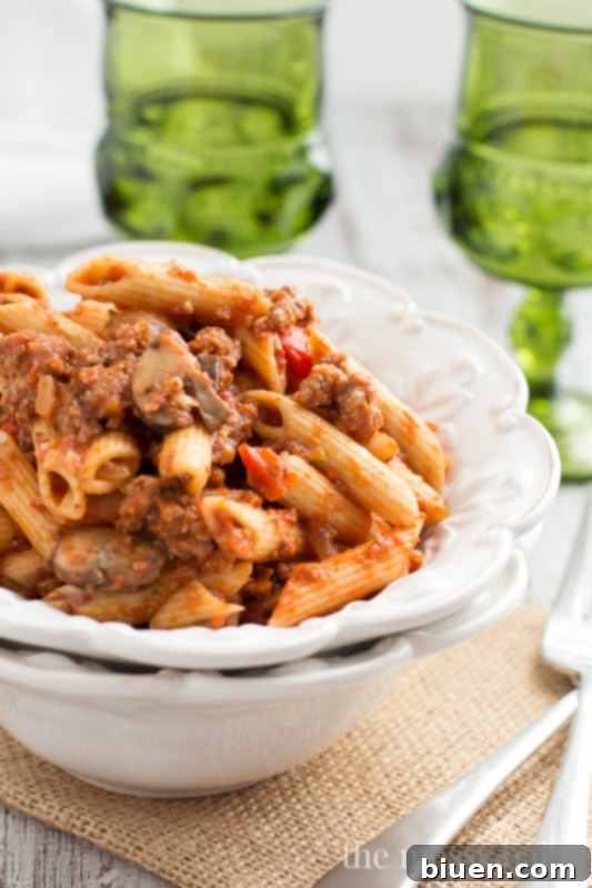 Sausage & Mushroom Ragu from www.themessybakerblog.com