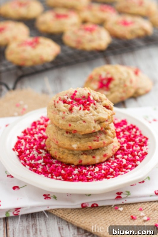 Cream Cheese Funfetti Cookies with colorful sprinkles, showcasing their soft texture.