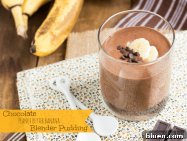Chocolate Peanut Butter Banana Blender Pudding | themessybakerblog.com