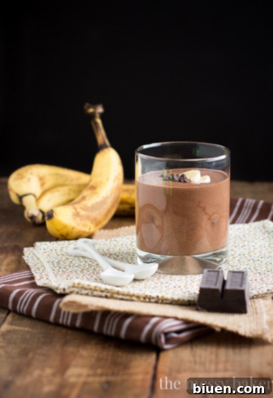 Chocolate Peanut Butter Banana Blender Pudding | themessybakerblog.com