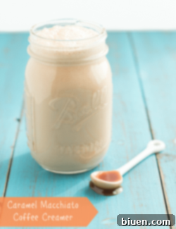 Finished Caramel Macchiato Coffee Creamer in a jar