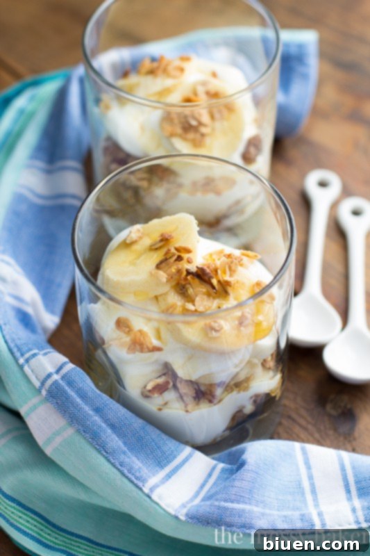 Homemade Banana Bread Parfait with Greek Yogurt and Granola