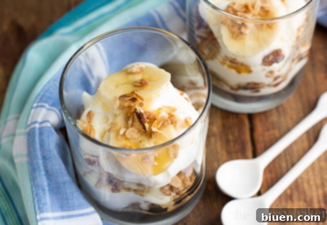 Close-up of a Banana Bread Parfait with Layers