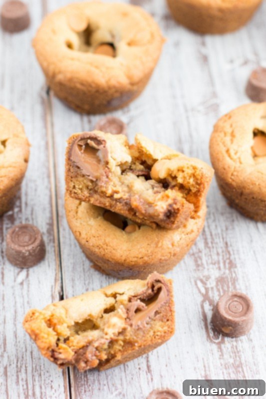 Luscious Butterscotch Chocolate Caramel Cookie Cups 3 Close-up of baked Butterscotch Chocolate Caramel Cookie Cups