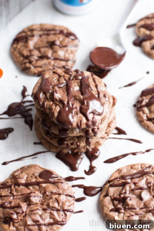 Chocolate Brownie Cookies with Sriracha Ganache | www.themessybakerblog.com 
