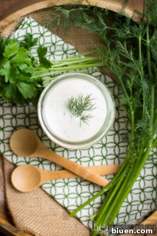 Homemade Buttermilk Ranch Dressing in a Glass