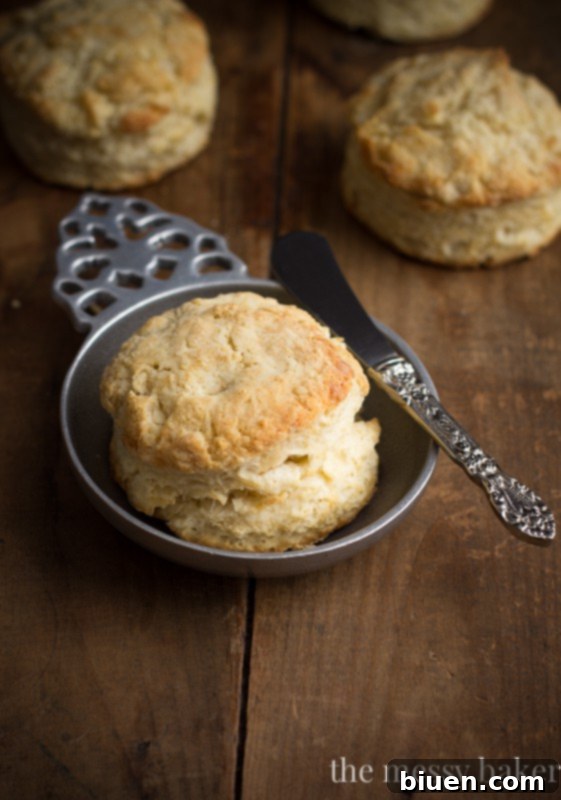 Freshly baked mile-high buttermilk biscuits cooling on a wire rack