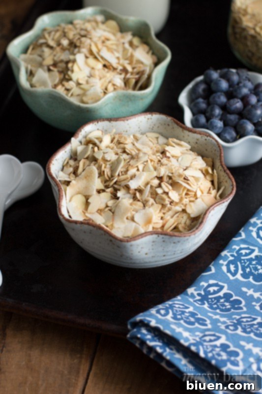 A close-up of the delicious Toasted Coconut Muesli