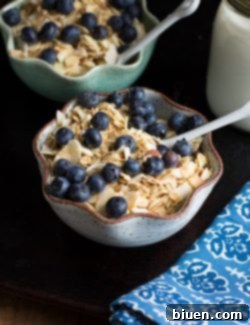 Final bowl of Toasted Coconut Muesli with fresh fruit