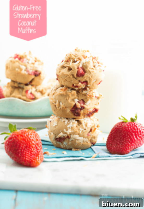 Gluten-Free Strawberry-Coconut Muffins | www.themessybakerblog.com