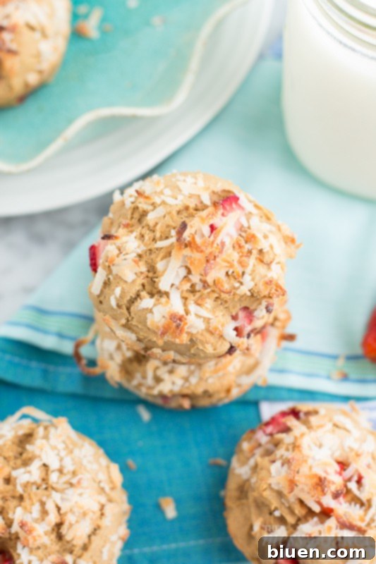 Gluten-Free Strawberry-Coconut Muffins | www.themessybakerblog.com