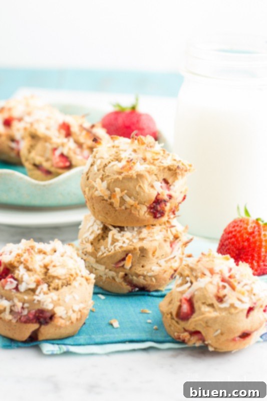 Gluten-Free Strawberry-Coconut Muffins | www.themessybakerblog.com