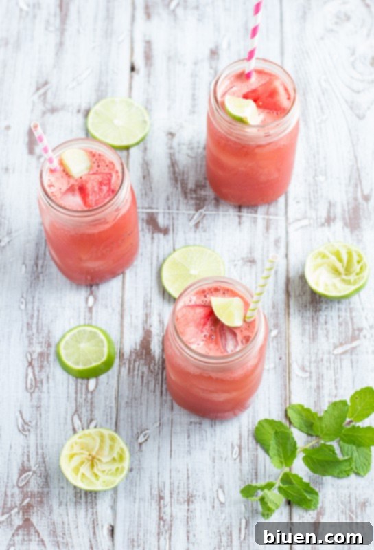 Close-up of a refreshing Watermelon Mint Cooler