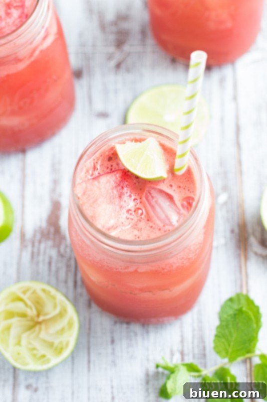 Fresh watermelon chunks, mint leaves, and lime for the cooler