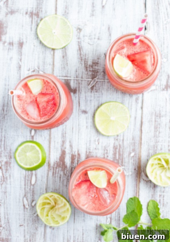 Ingredients for Watermelon Mint Cooler in a blender