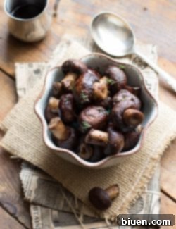 Final dish of Grilled Mushrooms with Merlot Reduction