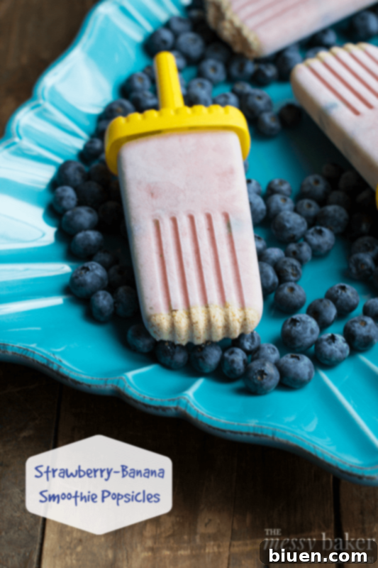 Healthy Strawberry-Banana Smoothie Popsicles with Fresh Fruit | Easy Recipe