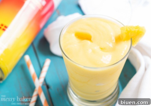 Preparing ingredients for Pineapple Mango Slush Cocktail