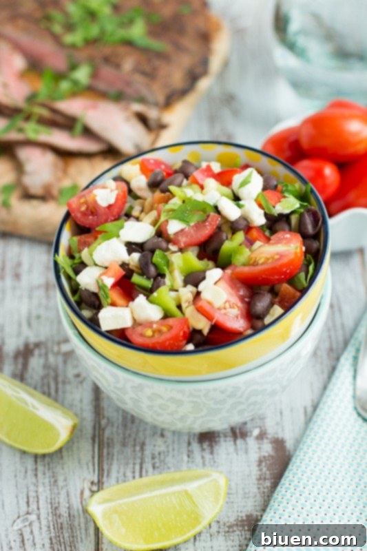 Grilled Corn & Black Bean Salad with Mesquite Flank Steak | www.themessybakerblog.com